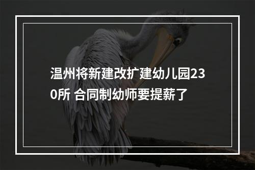 温州将新建改扩建幼儿园230所 合同制幼师要提薪了