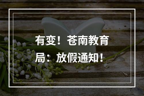 有变！苍南教育局：放假通知！