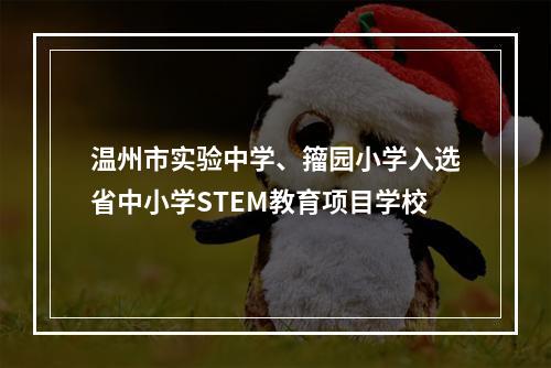 温州市实验中学、籀园小学入选省中小学STEM教育项目学校