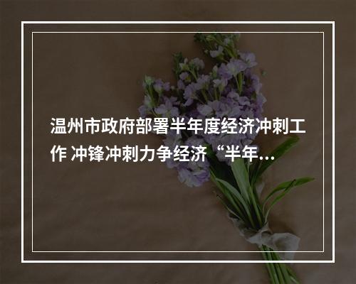 温州市政府部署半年度经济冲刺工作 冲锋冲刺力争经济“半年红”
