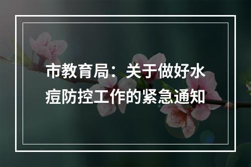 市教育局：关于做好水痘防控工作的紧急通知