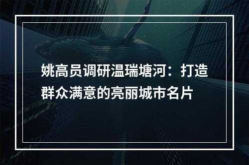 姚高员调研温瑞塘河：打造群众满意的亮丽城市名片