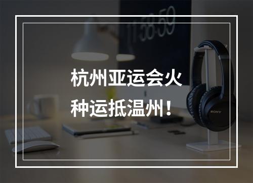 杭州亚运会火种运抵温州！