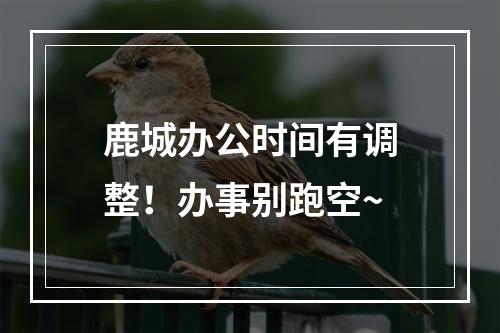 鹿城办公时间有调整！办事别跑空~