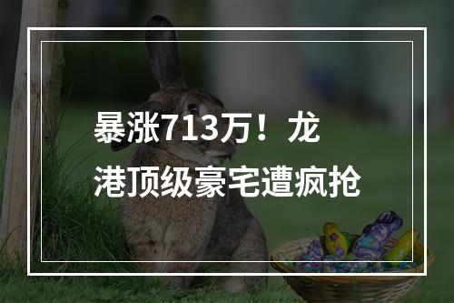 暴涨713万！龙港顶级豪宅遭疯抢