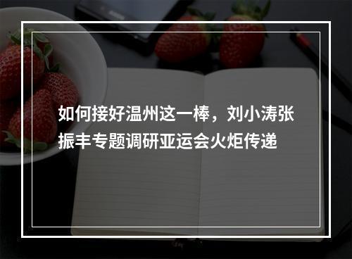 如何接好温州这一棒，刘小涛张振丰专题调研亚运会火炬传递