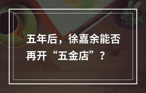 五年后，徐嘉余能否再开“五金店”？