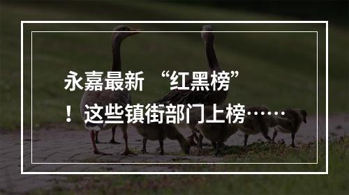 永嘉最新 “红黑榜” ！这些镇街部门上榜……