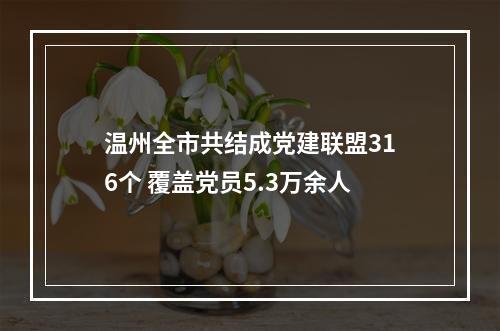 温州全市共结成党建联盟316个 覆盖党员5.3万余人