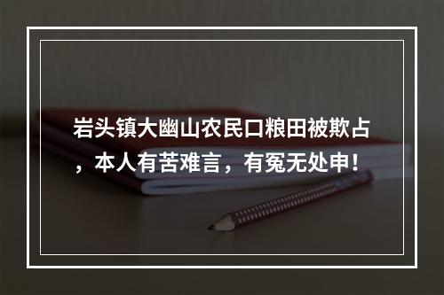 岩头镇大幽山农民口粮田被欺占，本人有苦难言，有冤无处申！