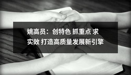 姚高员：创特色 抓重点 求实效 打造高质量发展新引擎