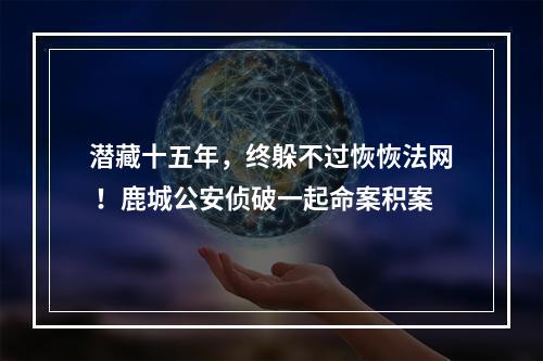 潜藏十五年，终躲不过恢恢法网 ！鹿城公安侦破一起命案积案