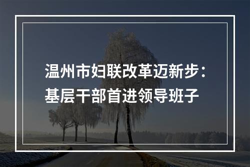 温州市妇联改革迈新步：基层干部首进领导班子