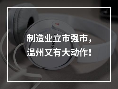 制造业立市强市，温州又有大动作！