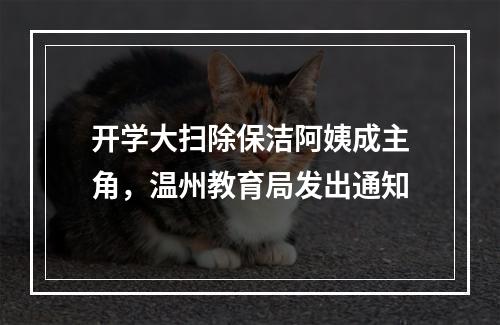 开学大扫除保洁阿姨成主角，温州教育局发出通知