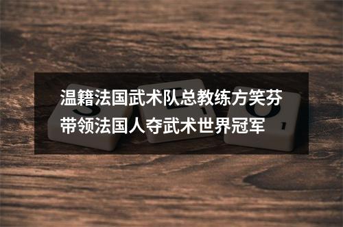 温籍法国武术队总教练方笑芬带领法国人夺武术世界冠军