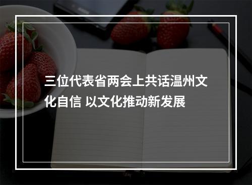 三位代表省两会上共话温州文化自信 以文化推动新发展