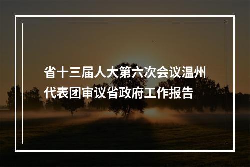 省十三届人大第六次会议温州代表团审议省政府工作报告
