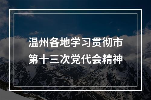 温州各地学习贯彻市第十三次党代会精神