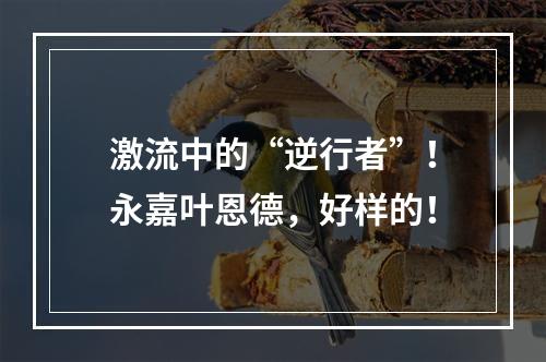激流中的“逆行者”！永嘉叶恩德，好样的！