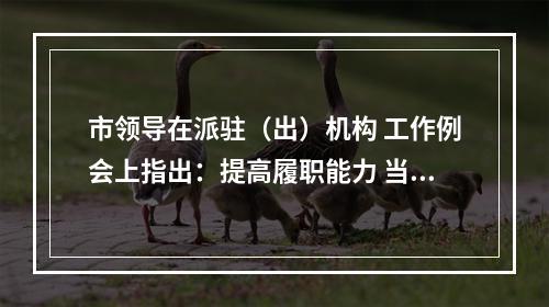 市领导在派驻（出）机构 工作例会上指出：提高履职能力 当好监督“探头”