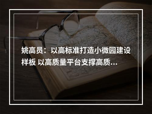 姚高员：以高标准打造小微园建设样板 以高质量平台支撑高质量发展