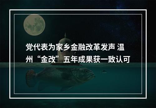 党代表为家乡金融改革发声 温州“金改”五年成果获一致认可