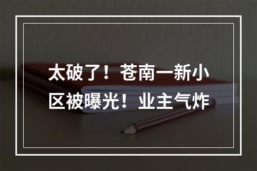 太破了！苍南一新小区被曝光！业主气炸