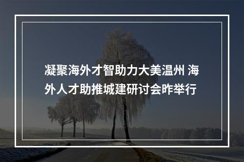 凝聚海外才智助力大美温州 海外人才助推城建研讨会昨举行