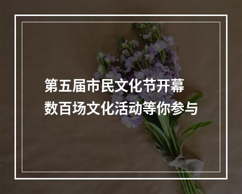 第五届市民文化节开幕 数百场文化活动等你参与