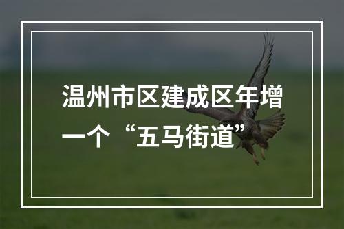 温州市区建成区年增一个“五马街道”