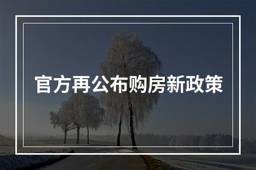 官方再公布购房新政策