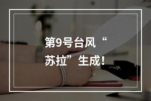 第9号台风“苏拉”生成！