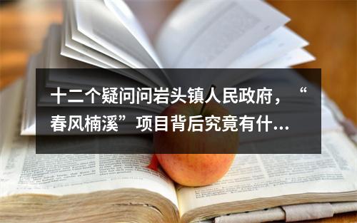 十二个疑问问岩头镇人民政府，“春风楠溪”项目背后究竟有什么不可告人的秘密？