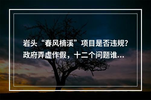 岩头“春风楠溪”项目是否违规？政府弄虚作假，十二个问题谁来解答！