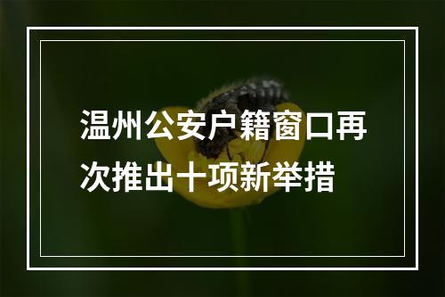 温州公安户籍窗口再次推出十项新举措