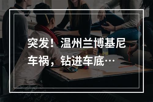 突发！温州兰博基尼车祸，钻进车底…