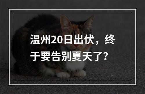 温州20日出伏，终于要告别夏天了？