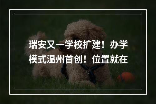 瑞安又一学校扩建！办学模式温州首创！位置就在