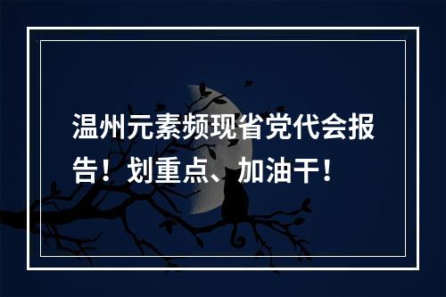 温州元素频现省党代会报告！划重点、加油干！
