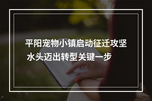 平阳宠物小镇启动征迁攻坚 水头迈出转型关键一步