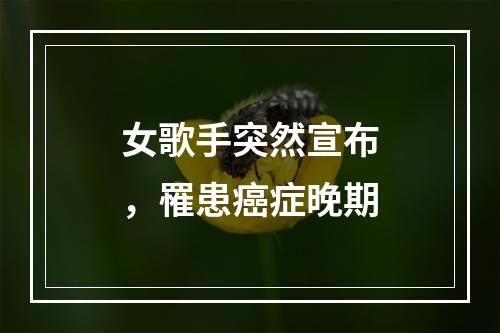 女歌手突然宣布，罹患癌症晚期