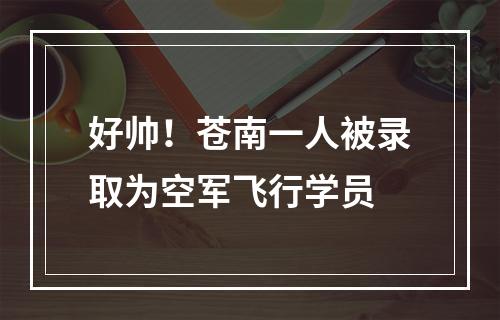 好帅！苍南一人被录取为空军飞行学员