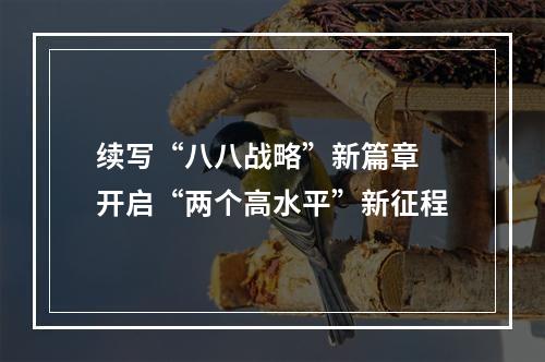 续写“八八战略”新篇章 开启“两个高水平”新征程