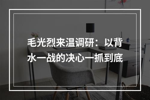 毛光烈来温调研：以背水一战的决心一抓到底