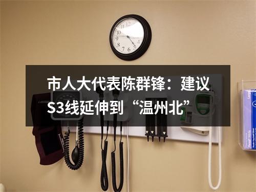 市人大代表陈群锋：建议S3线延伸到“温州北”
