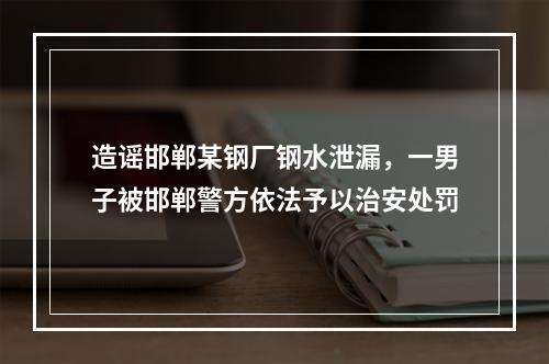 造谣邯郸某钢厂钢水泄漏，一男子被邯郸警方依法予以治安处罚