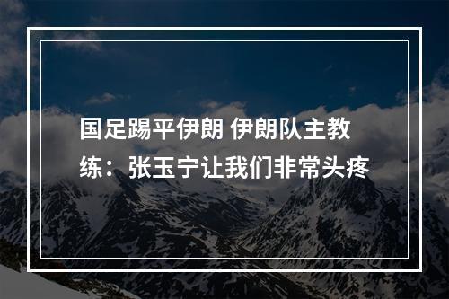 国足踢平伊朗 伊朗队主教练：张玉宁让我们非常头疼