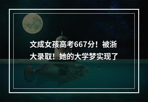文成女孩高考667分！被浙大录取！她的大学梦实现了