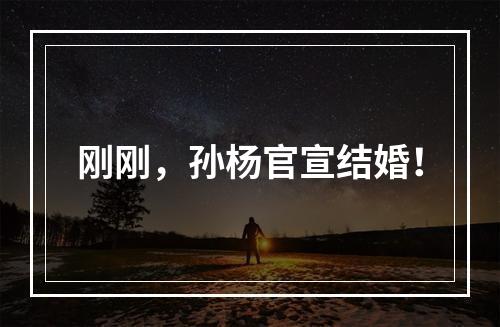 刚刚，孙杨官宣结婚！